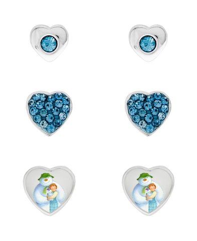 Snowman Cubic Zirconia Hearts Set of 3 Stud Earrings - Rhona Sutton Jewellery