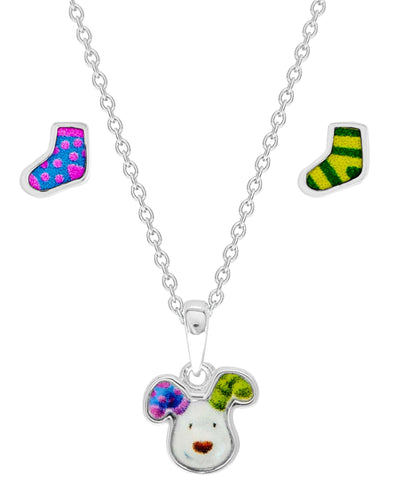 Snowman Pendant Necklace and Stocking Earring Set - Rhona Sutton Jewellery