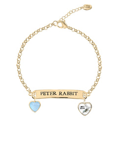 Beatrix Potter Children's Gold Peter Rabbit ID and Heart Charm Bracelet - Rhona Sutton Jewellery
