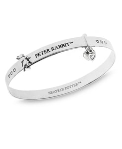 Beatrix Potter Sterling Silver Peter Rabbit Heart Charm Expander Bangle Bracelet - Rhona Sutton Jewellery