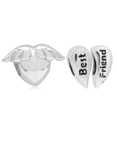 Children's Sterling Silver BFF Hearts Bead Charms - Set of 2 - Rhona Sutton Jewellery