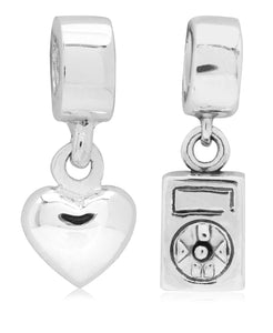 Children's Sterling Silver Music Love Drop Charms - Set of 2 - Rhona Sutton Jewellery