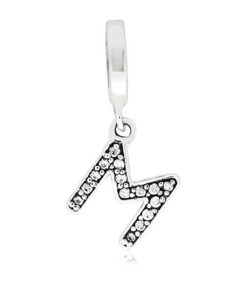 Cubic Zirconia Inital Charm in Sterling Silver (26 letters) - Rhona Sutton Jewellery