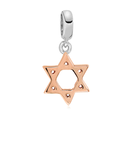 Two-Tone Star of David Bead Charm in Sterling Silver (2 colors) - Rhona Sutton Jewellery