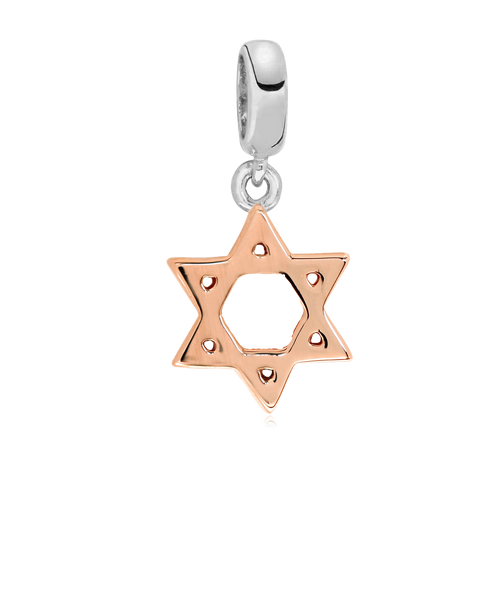 Two-Tone Star of David Bead Charm in Sterling Silver (2 colors) - Rhona Sutton Jewellery