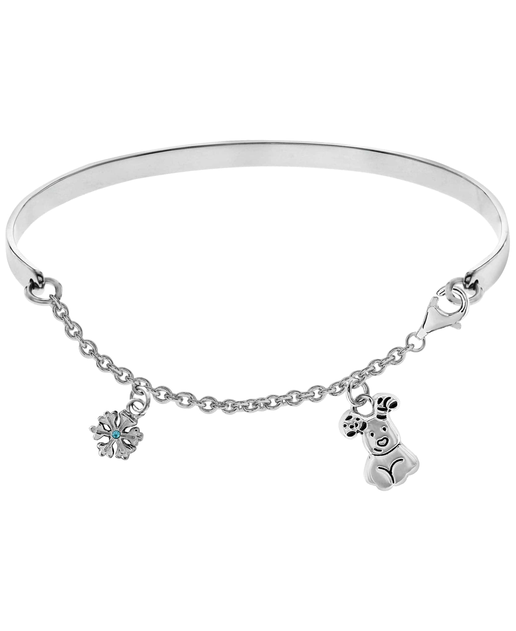 Snowman Snow and Snowdog Charm Bangle Bracelet - Rhona Sutton Jewellery