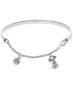 Snowman Snow and Snowdog Charm Bangle Bracelet - Rhona Sutton Jewellery