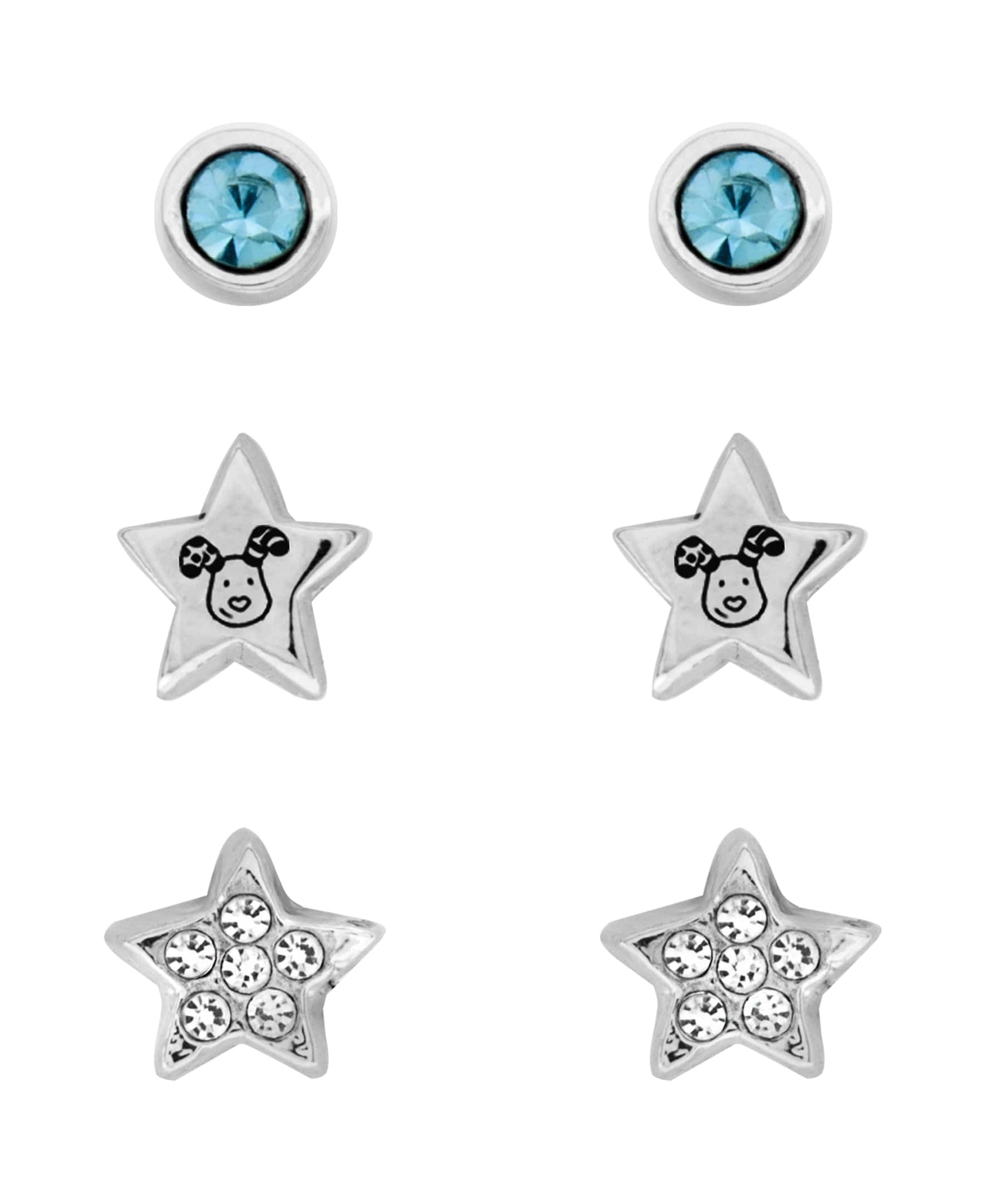 Snowdog Cubic Zirconia Star Set of 3 Stud Earrings - Rhona Sutton Jewellery