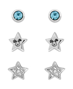 Snowdog Cubic Zirconia Star Set of 3 Stud Earrings - Rhona Sutton Jewellery