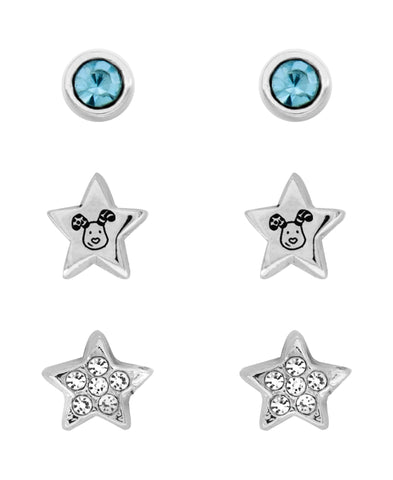 Snowdog Cubic Zirconia Star Set of 3 Stud Earrings - Rhona Sutton Jewellery