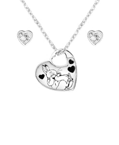 Beatrix Potter Peter Rabbit Pendant and Cubic Zirconia Earring Set - Rhona Sutton Jewellery