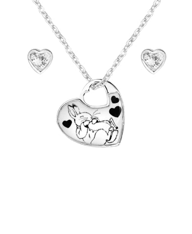 Beatrix Potter Peter Rabbit Pendant and Cubic Zirconia Earring Set - Rhona Sutton Jewellery