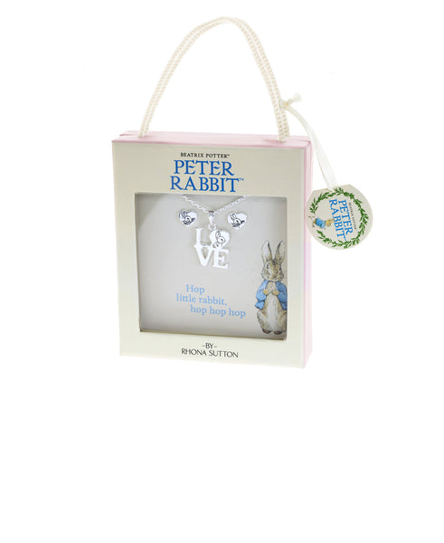 Beatrix Potter Peter Rabbit LOVE Pendant and Earring Set - Rhona Sutton Jewellery
