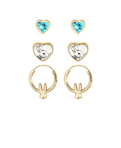 Beatrix Potter Peter Rabbit Heart Studs and Hoop Set of 3 Earrings - Rhona Sutton Jewellery