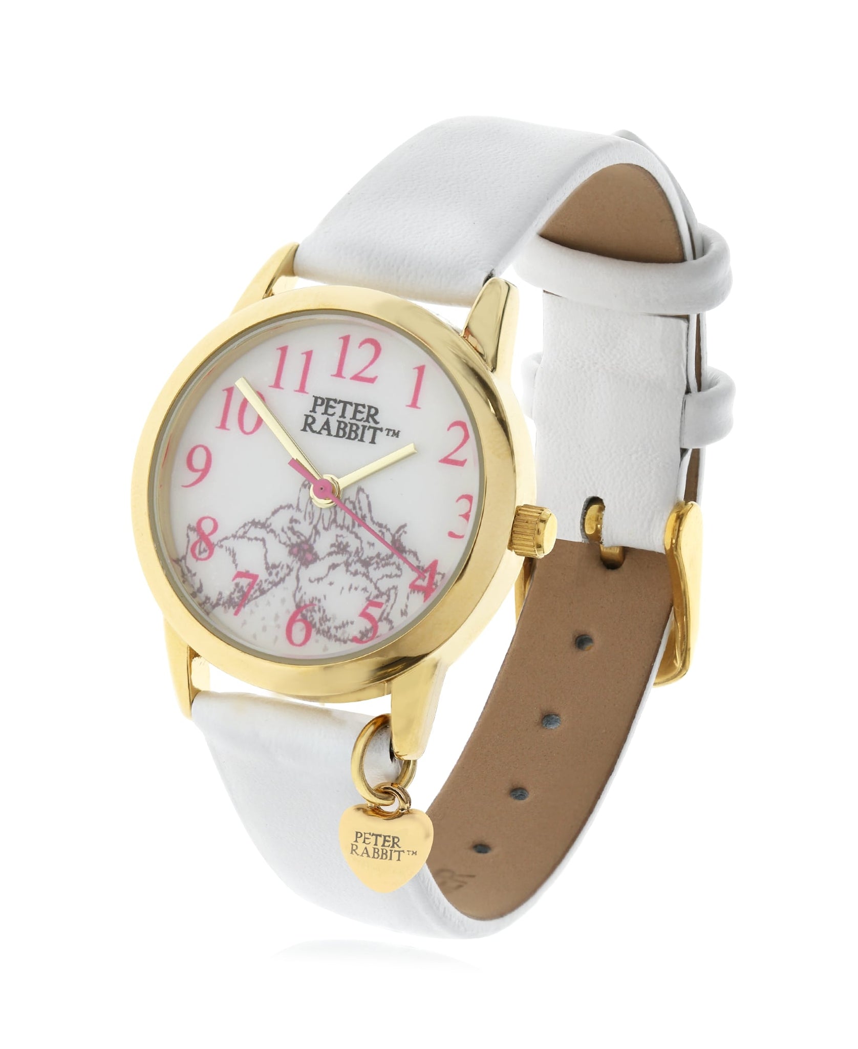 Beatrix Potter Children's Sleeping Bunnies Steel and White Leather Watch - Rhona Sutton Jewellery