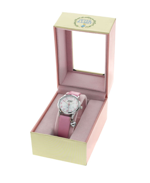 Beatrix Potter Children's Sleeping Bunnies Steel and Pink Leather Watch - Rhona Sutton Jewellery