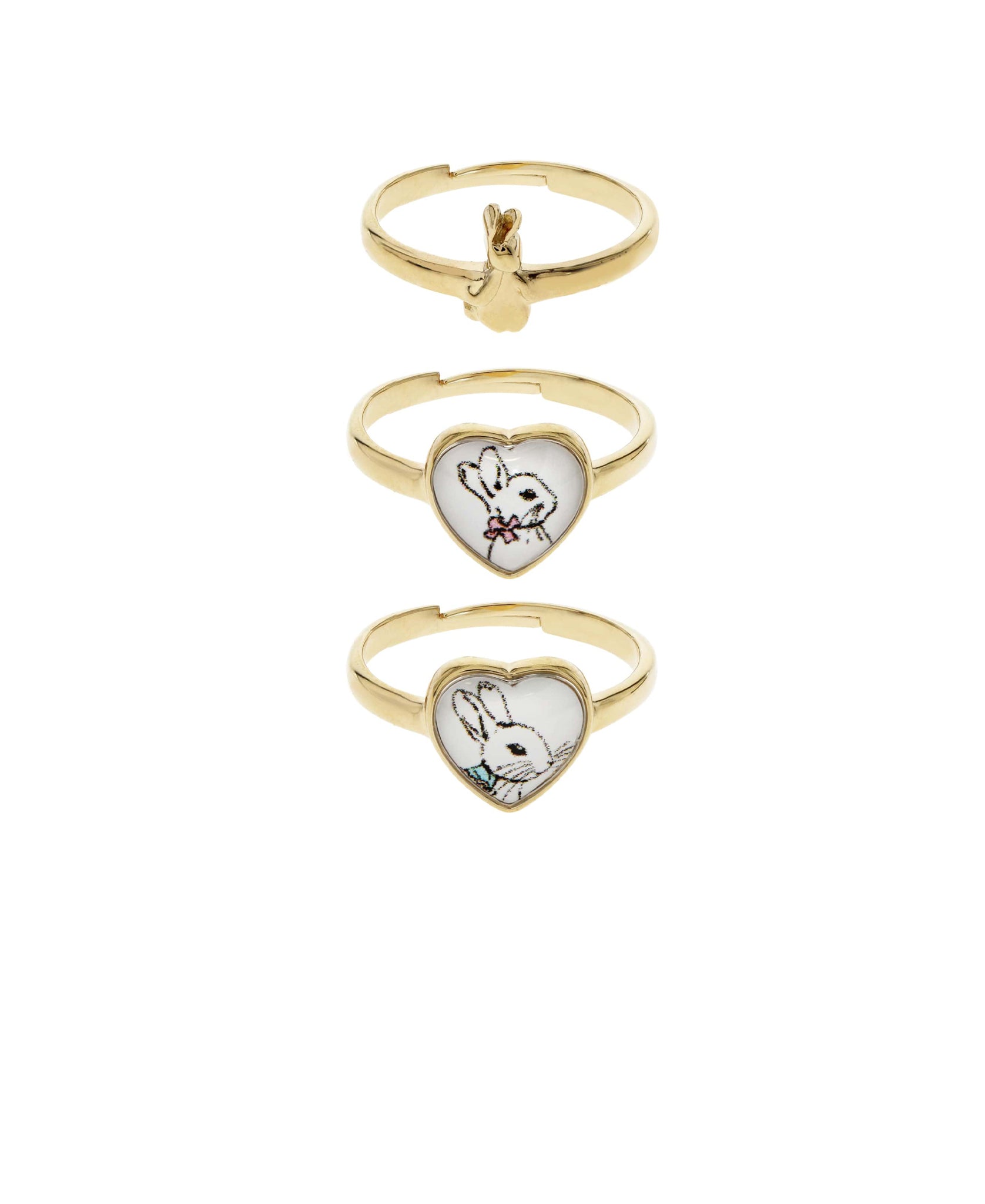 Beatrix Potter Gold Peter Rabbit Set of 3 Rings - Rhona Sutton Jewellery