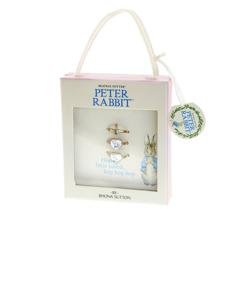 Beatrix Potter Gold Peter Rabbit Set of 3 Rings - Rhona Sutton Jewellery