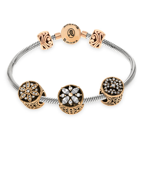 Cubic Zirconia Stone Charm Bracelet Gift Set in Sterling Silver (3 colors) - Rhona Sutton Jewellery