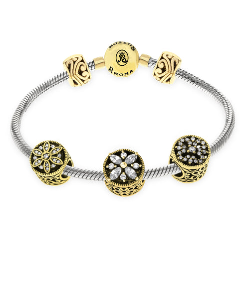 Cubic Zirconia Stone Charm Bracelet Gift Set in Sterling Silver (3 colors) - Rhona Sutton Jewellery