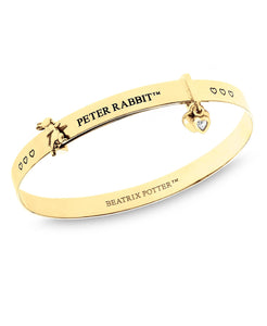 Beatrix Potter Sterling Silver Peter Rabbit Heart Charm Expander Bangle Bracelet - Rhona Sutton Jewellery
