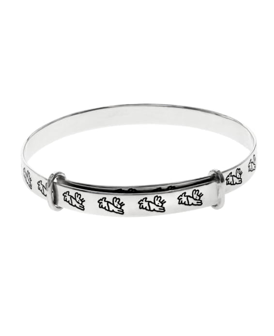 Beatrix Potter Sterling Silver Running Peter Rabbit Expander Bangle Bracelet - Rhona Sutton Jewellery