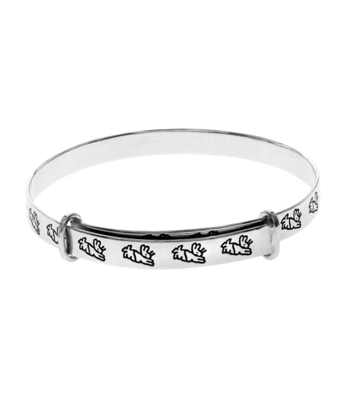 Beatrix Potter Sterling Silver Running Peter Rabbit Expander Bangle Bracelet - Rhona Sutton Jewellery