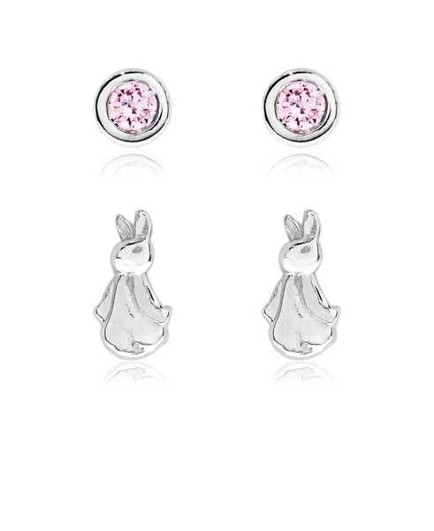 Beatrix Potter Sterling Silver Flopsy Bunny Set of 2 Stud Earrings - Rhona Sutton Jewellery