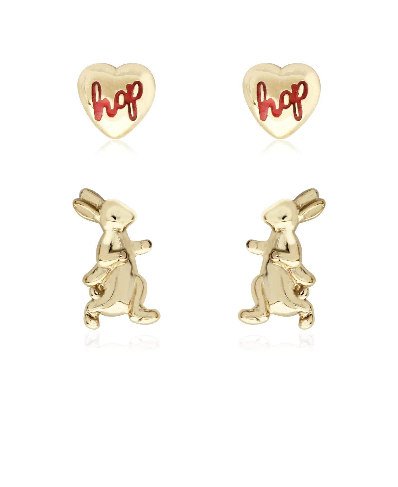 Beatrix Potter Gold Plated Silver Walking Peter Set of 2 Stud Earrings - Rhona Sutton Jewellery