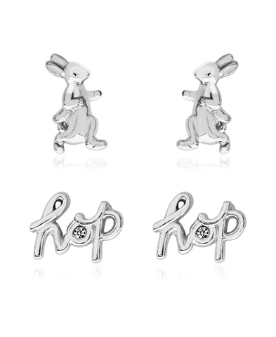 Beatrix Potter Sterling Silver Peter Rabbit Hop Set of 2 Stud Earrings - Rhona Sutton Jewellery