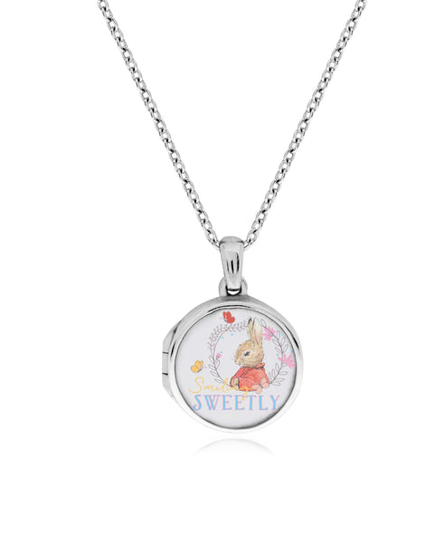 Beatrix Potter Sterling Silver Flopsy Bunny Cubic Zirconia Locket Necklace - Rhona Sutton Jewellery