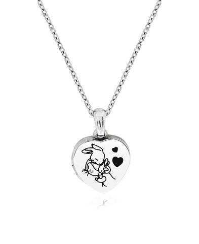 Beatrix Potter Sterling Silver Mother Rabbit Heart Locket Necklace - Rhona Sutton Jewellery