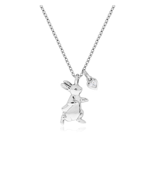Beatrix Potter Sterling Silver Peter Rabbit Cubic Zirconia Pendant Necklace - Rhona Sutton Jewellery