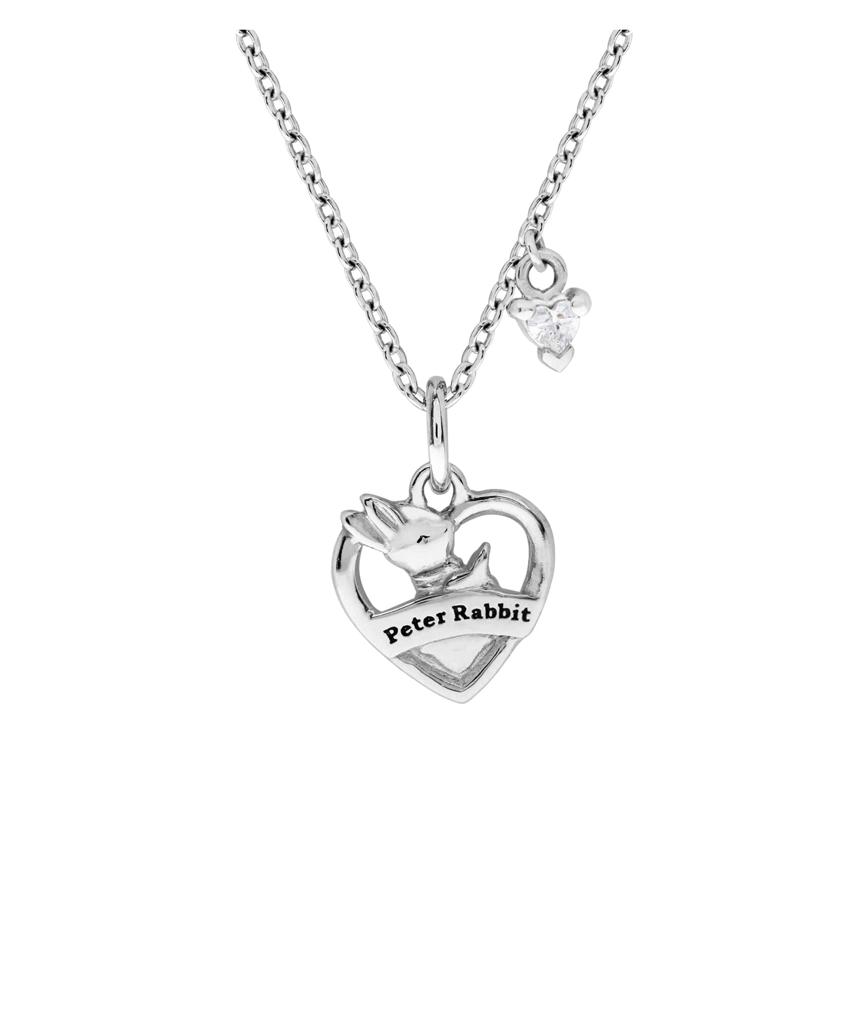 Beatrix Potter Sterling Silver Peter Rabbit Heart Shaped Pendant Necklace - Rhona Sutton Jewellery