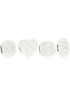 4-Pc. Set Enamel Decorative Bead Charms in Sterling Silver (4 colors) - Rhona Sutton Jewellery