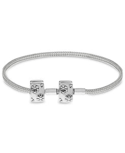 Children's Sterling Silver Floral Clasp Foxtail Chain Charm Carrier Bracelet with Stopper - Rhona Sutton Jewellery