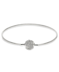 Children's Sterling Silver Pavé Clasp Snake Chain Charm Carrier Bracelet - Rhona Sutton Jewellery
