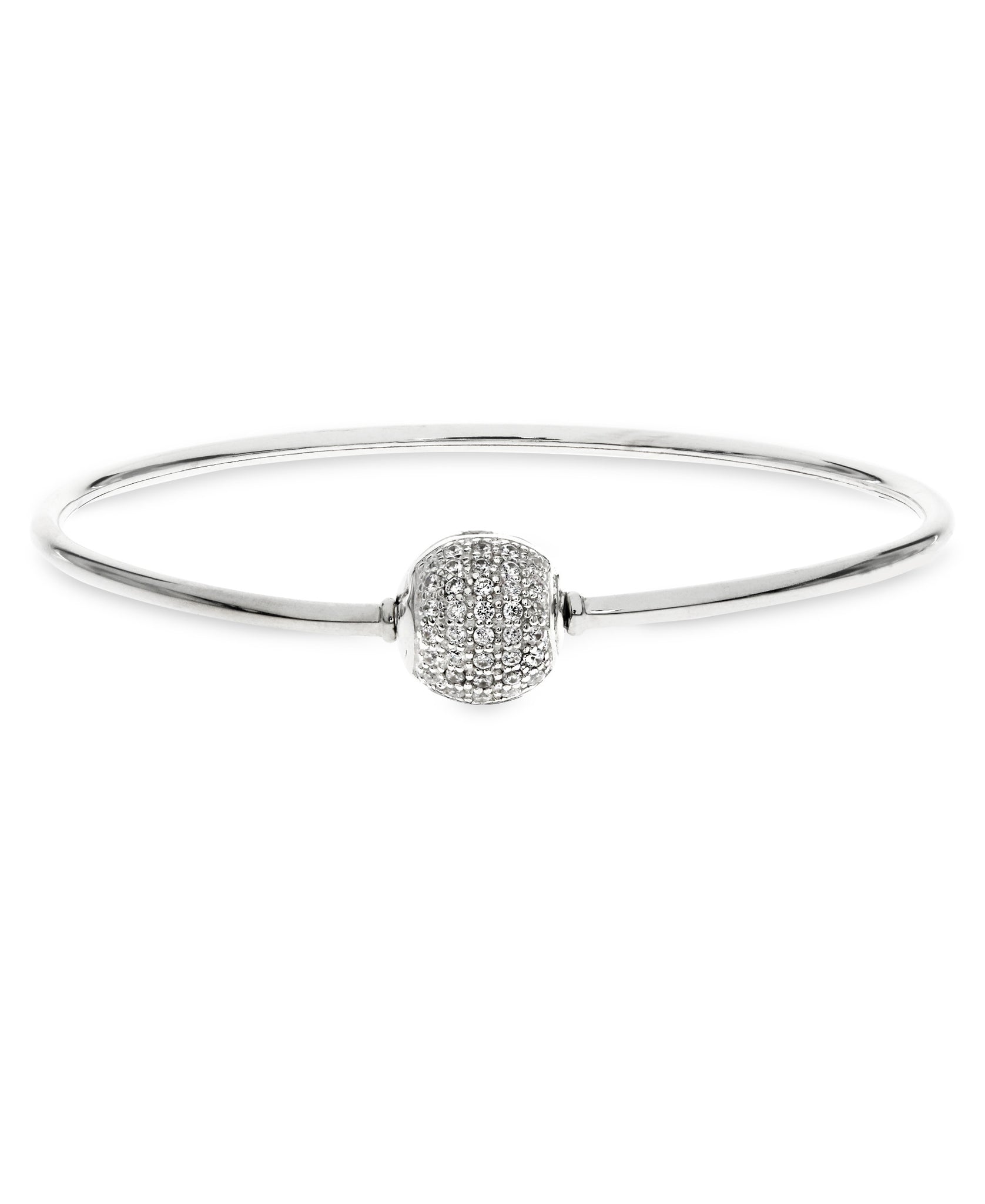 Children's Sterling Silver Charm Carrier Bangle with Pavé Clasp - Rhona Sutton Jewellery