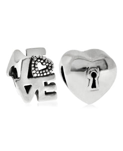Children's Sterling Silver Love Lock Bead Charms - Set of 2 - Rhona Sutton Jewellery