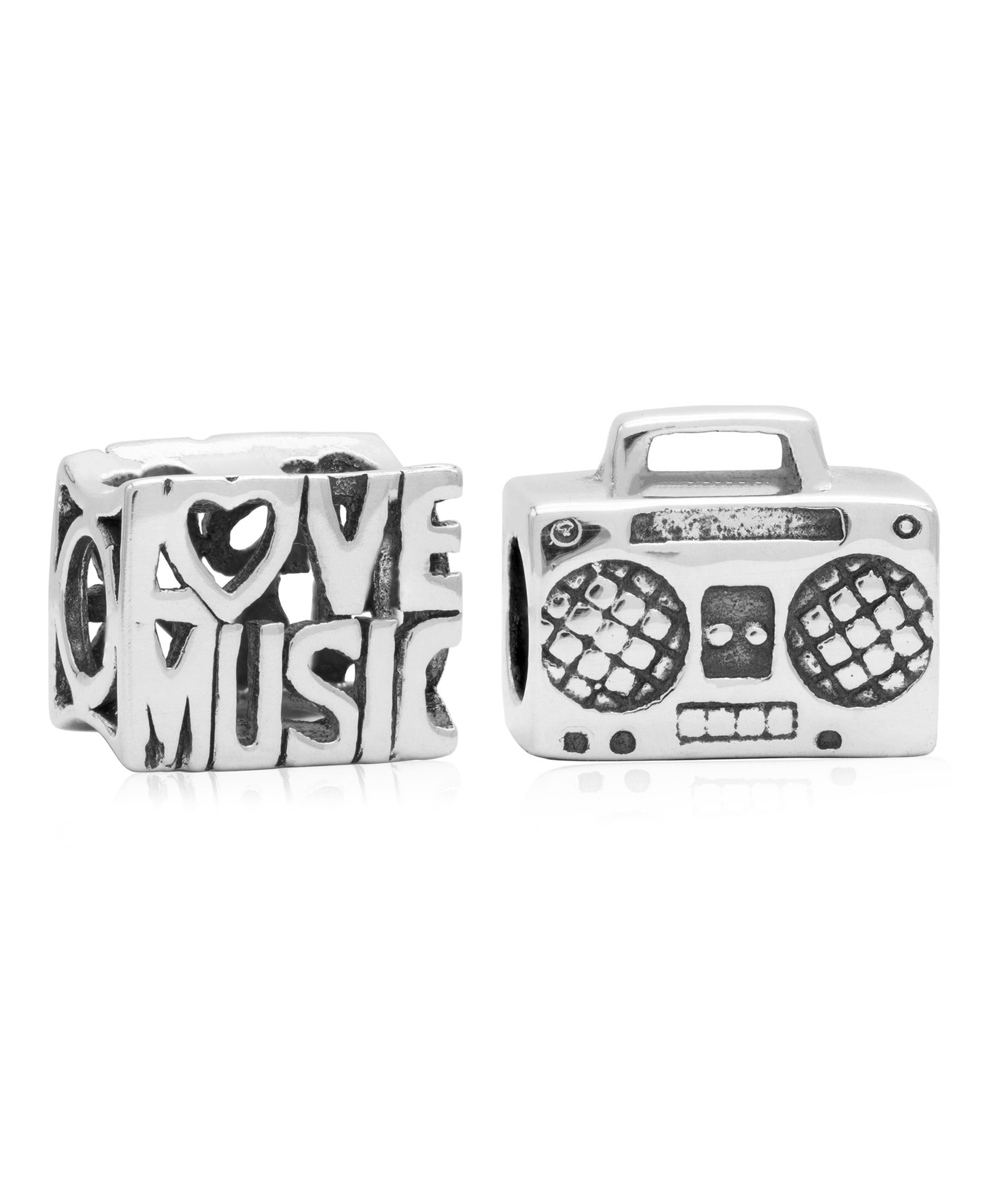 Children's Sterling Silver Love Music Bead Charms - Set of 2 - Rhona Sutton Jewellery