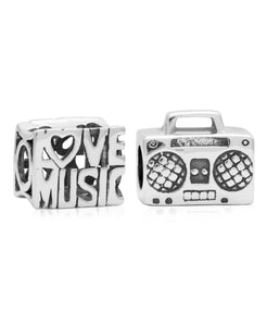 Children's Sterling Silver Love Music Bead Charms - Set of 2 - Rhona Sutton Jewellery