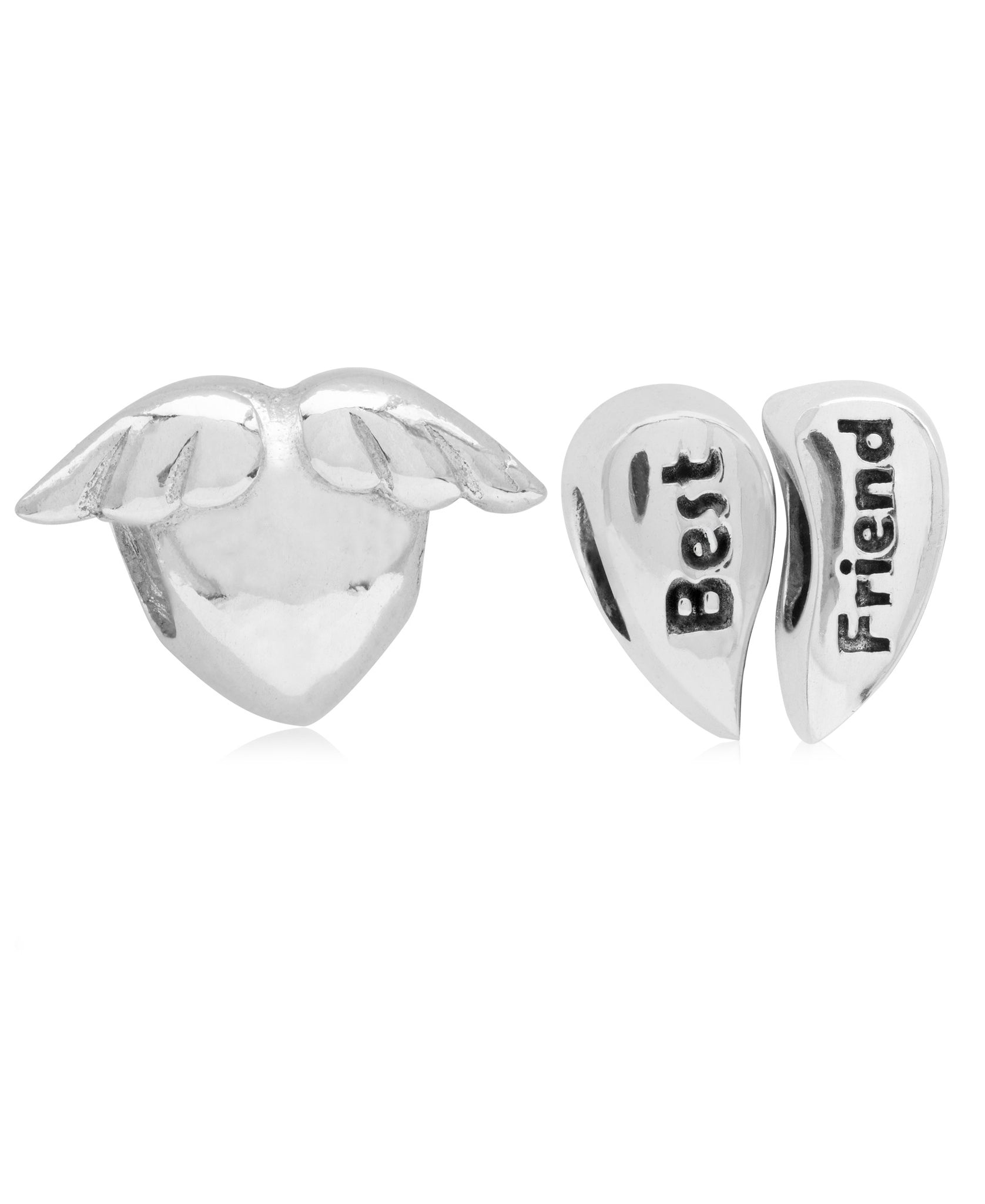 Children's Sterling Silver BFF Hearts Bead Charms - Set of 2 - Rhona Sutton Jewellery