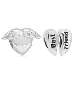 Children's Sterling Silver BFF Hearts Bead Charms - Set of 2 - Rhona Sutton Jewellery