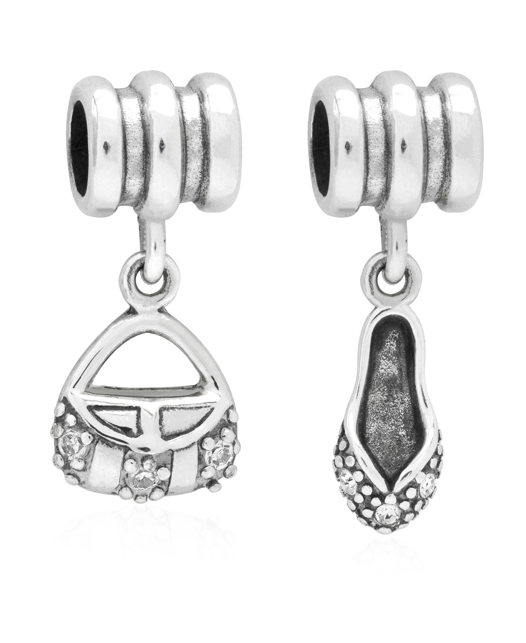Children's Sterling Silver Purse & Slipper Drop Charms - Set of 2 - Rhona Sutton Jewellery