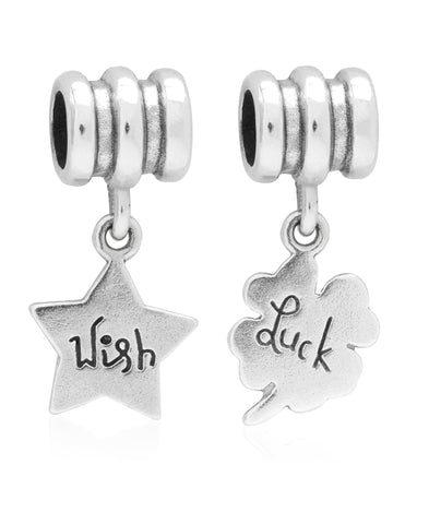 Children's Sterling Silver Wish & Luck Drop Charms - Set of 2 - Rhona Sutton Jewellery