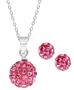 Children's Sterling Silver Crystal Ball Pendant Necklace & Stud Earrings Set - Rhona Sutton Jewellery