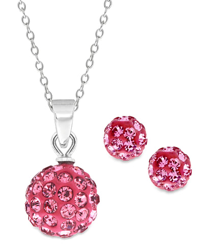 Children's Sterling Silver Crystal Ball Pendant Necklace & Stud Earrings Set - Rhona Sutton Jewellery