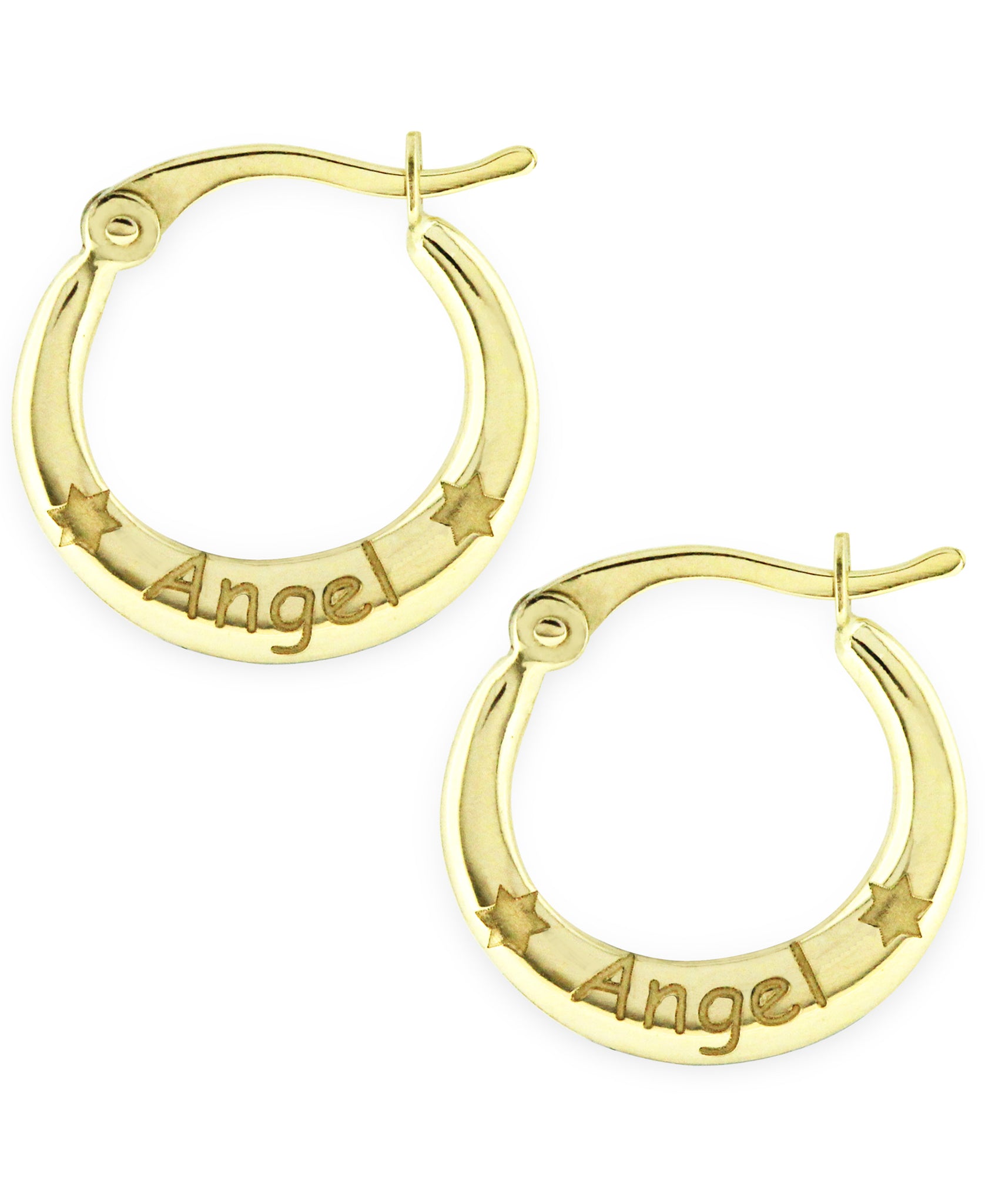 Children's 10K Gold Angel Hoop Earrings - Rhona Sutton Jewellery