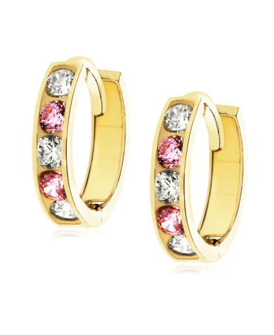 Children's 10K Gold Cubic Zirconia Hoop Earrings - Rhona Sutton Jewellery