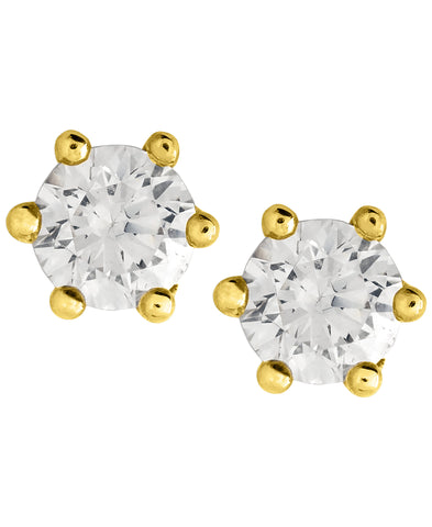 Children's 10K Gold Round Cubic Zirconia Stud Earrings - Rhona Sutton Jewellery